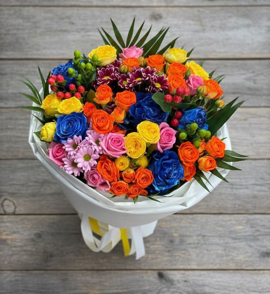 Букет цветов из: Розы и Хризантемы в Усово-Тупик