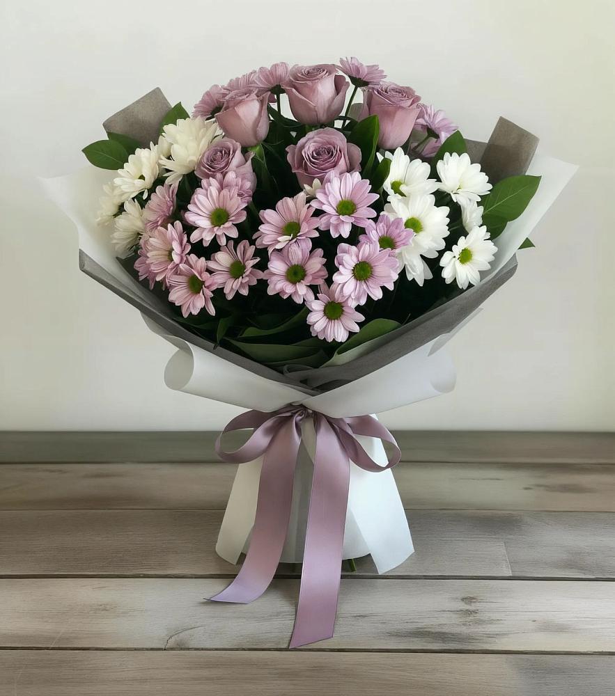 Букет цветов из: Хризантемы и Розы в Усово-Тупик