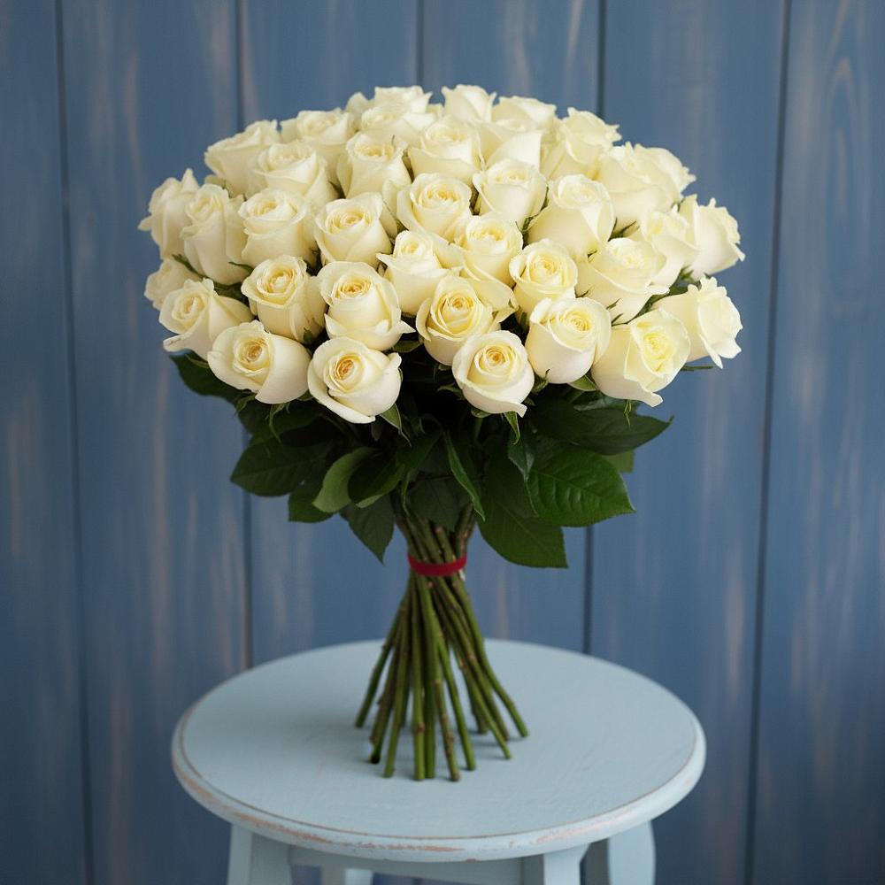Букет 51 Белая роза Эдлесс Лав в Усово-Тупик