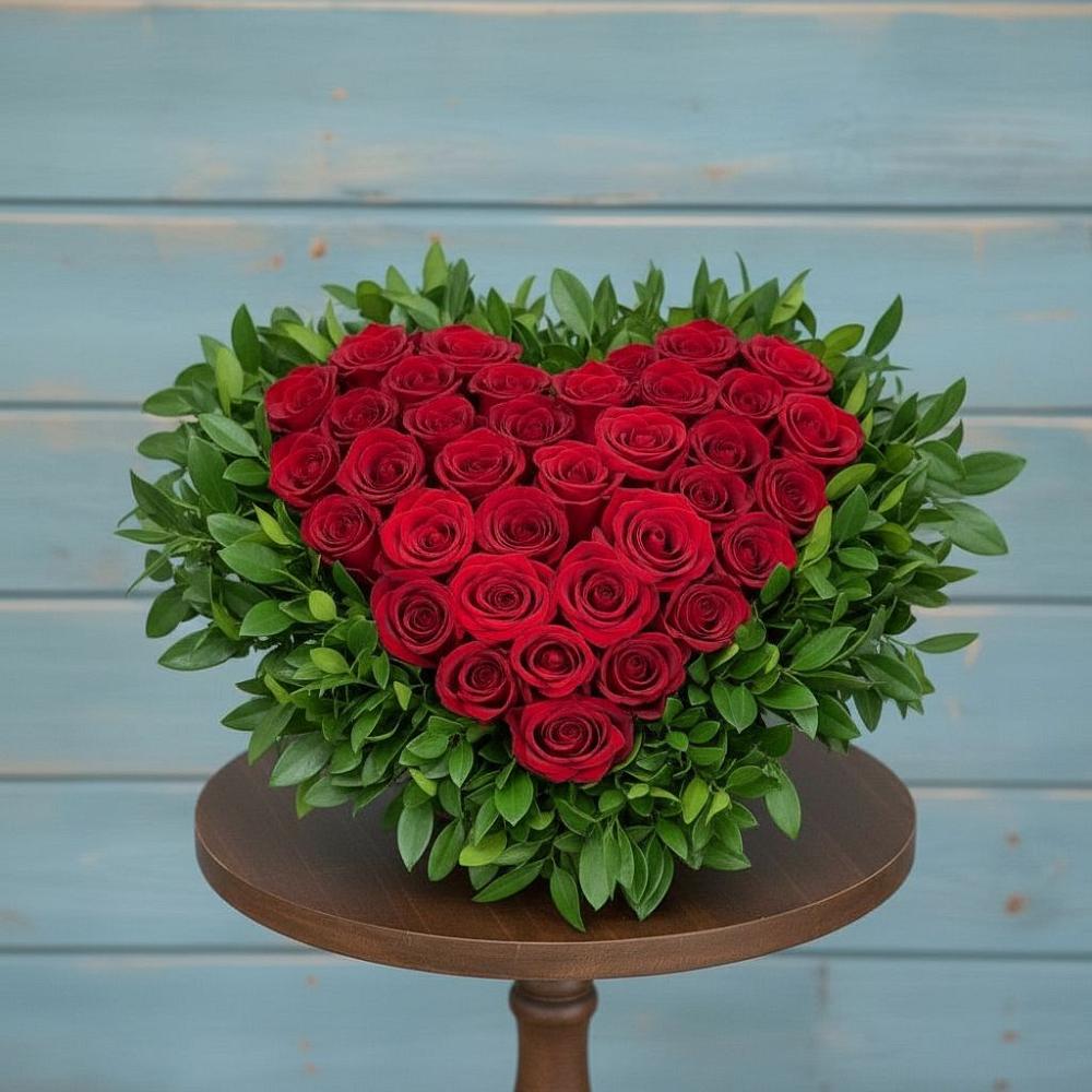 Цветочная композиция из Розы в виде сердца в Усово-Тупик