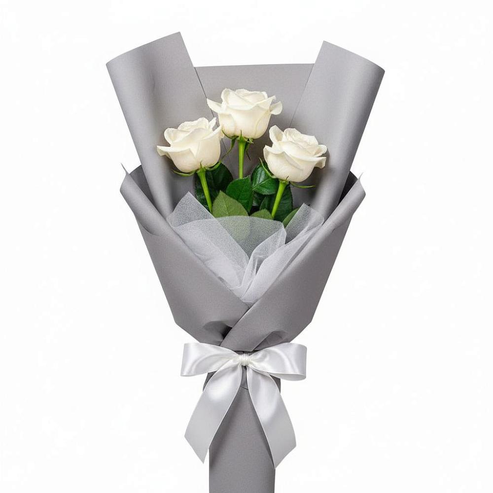 Букет 3 белые розы в Усово-Тупик