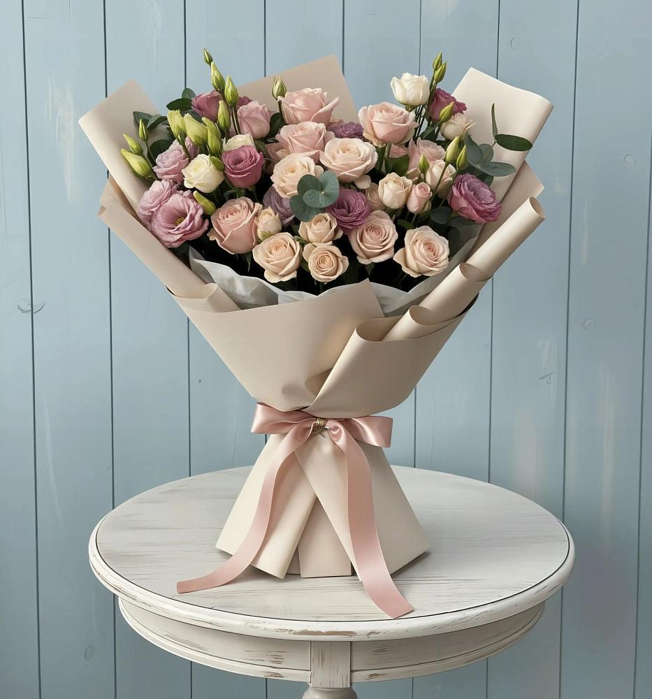 Букет цветов из: Розы и Лизиантусы в Усово-Тупик