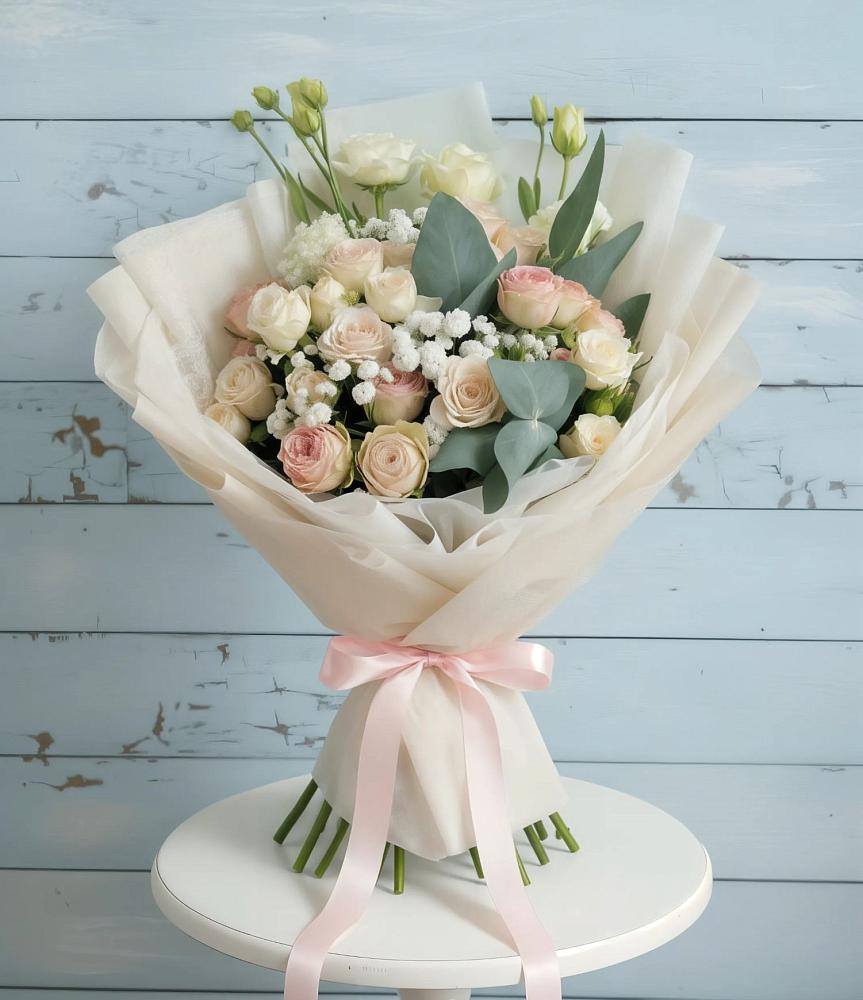 Букет цветов из: Розы и Лизиантусы в Усово-Тупик